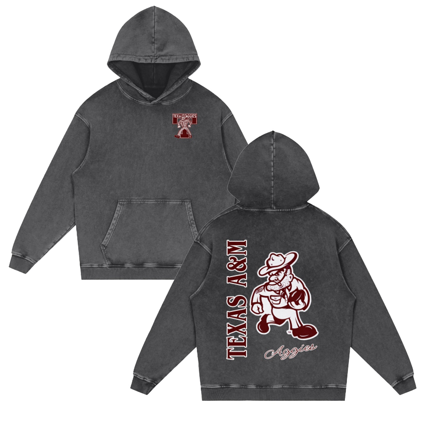 Texas A&M Ol' Sarge Vintage Hoodie (Front & Back)