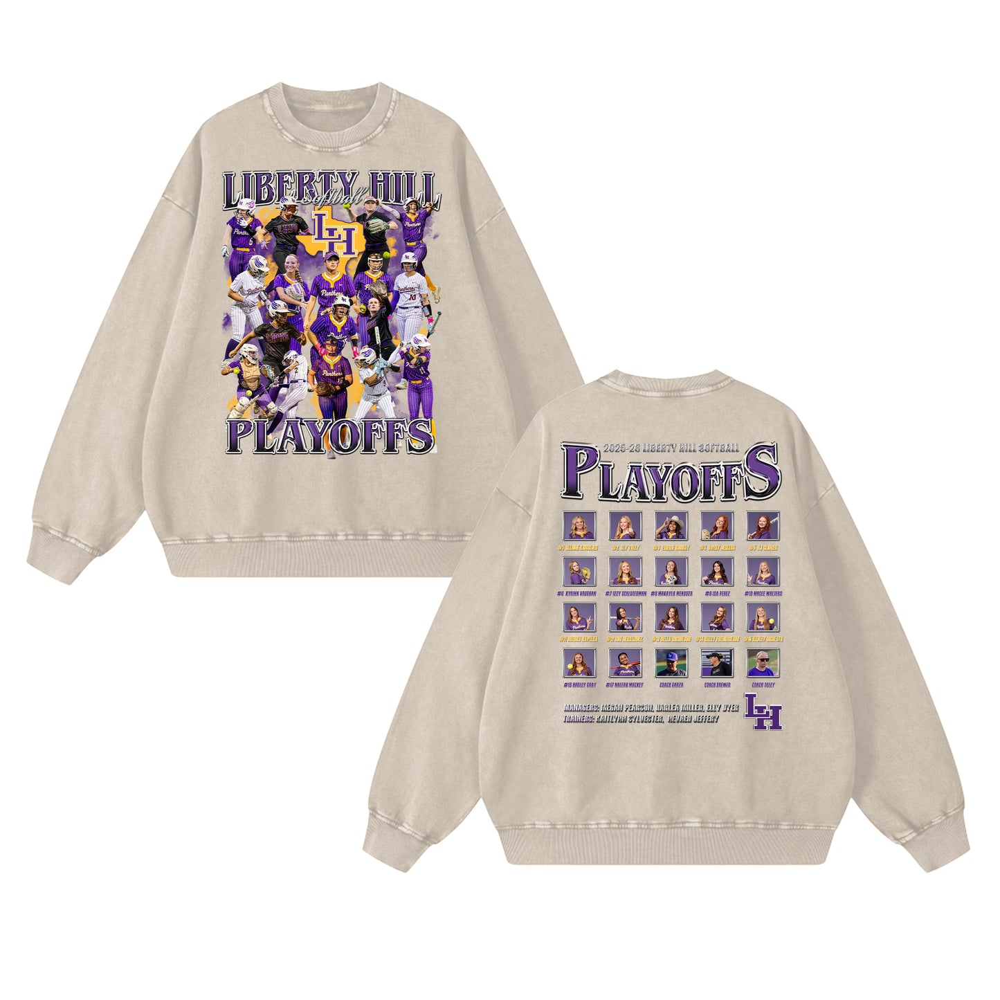 2025-26 Liberty Hill Softball Playoffs Oversized Vintage Crewneck