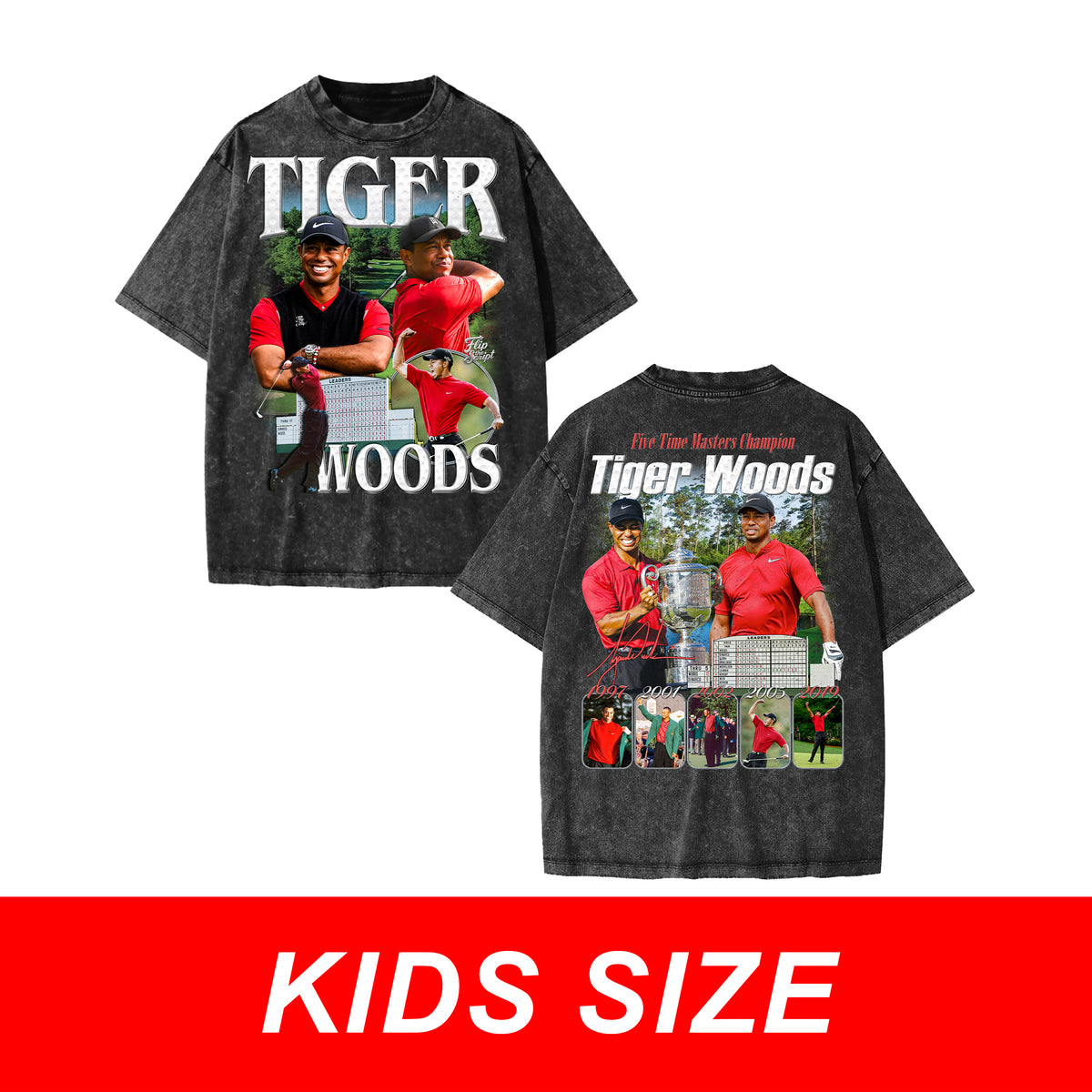 KIDS Tiger Woods Vintage Graphic Tee — black