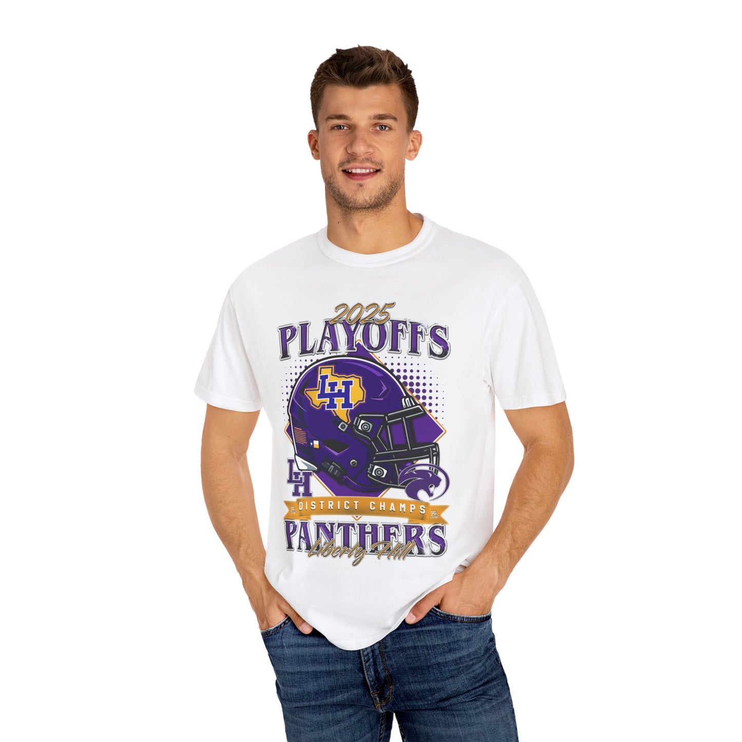 Liberty Hill Football Playoffs 2025 Comfort Colors Cotton Tee (double sided print)