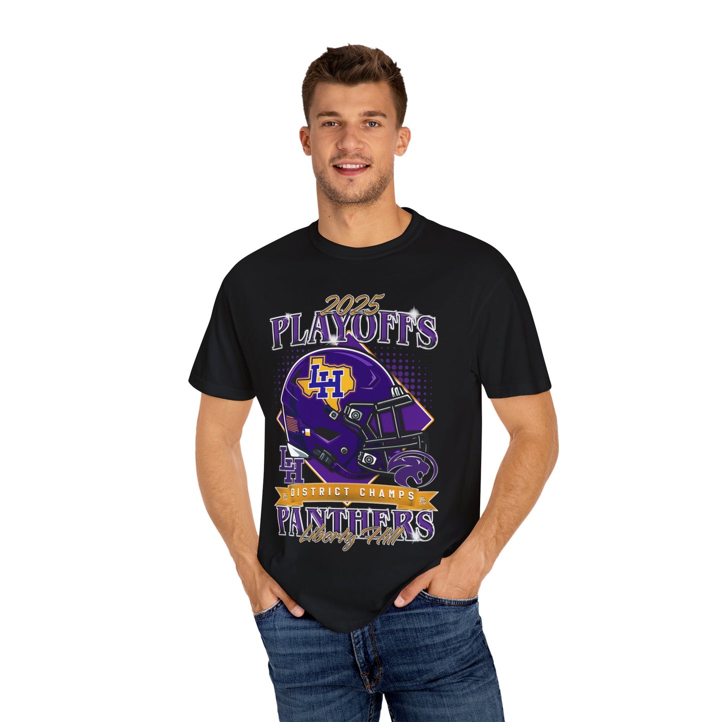 Liberty Hill Football Playoffs 2025 Comfort Colors Cotton Tee (double sided print)