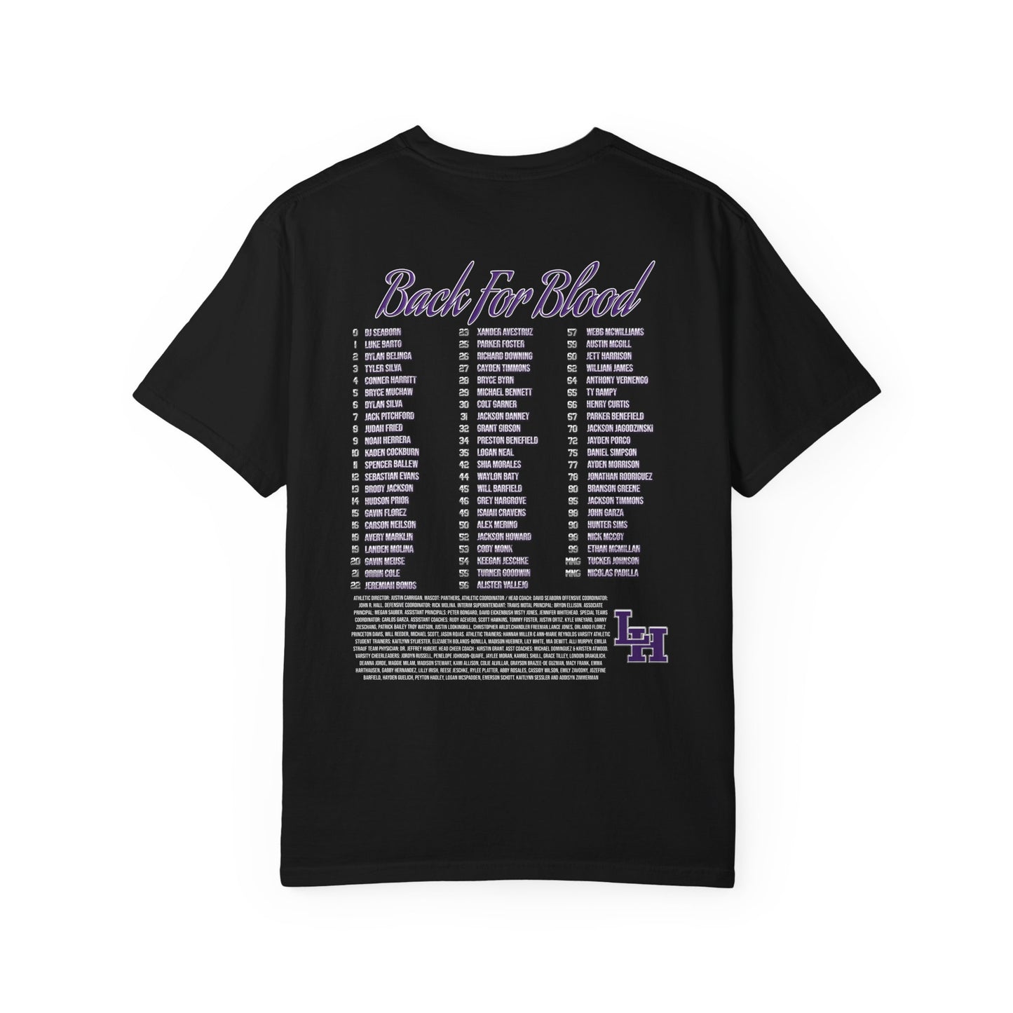 Liberty Hill Football Playoffs 2025 Comfort Colors Cotton Tee (double sided print)