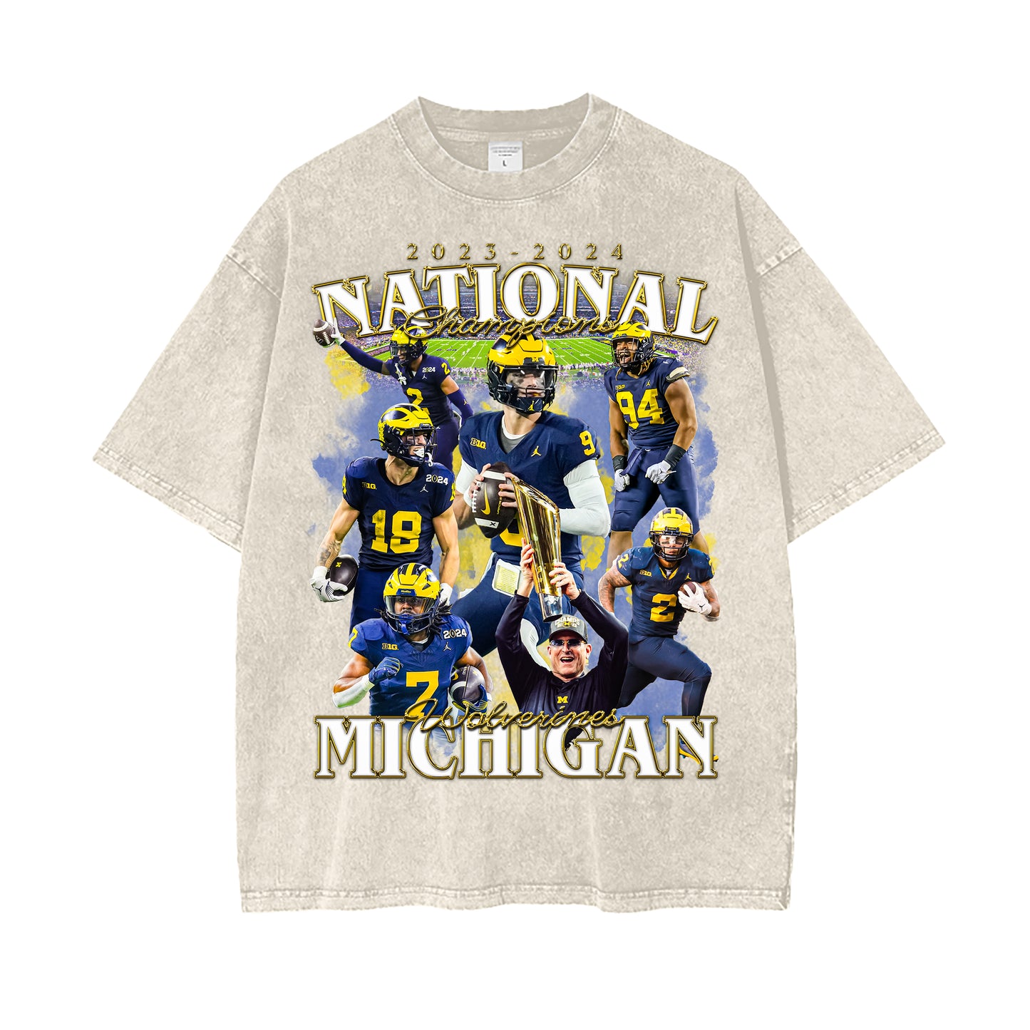 Michigan Football 2023-24 National Champions Vintage Graphic Tee