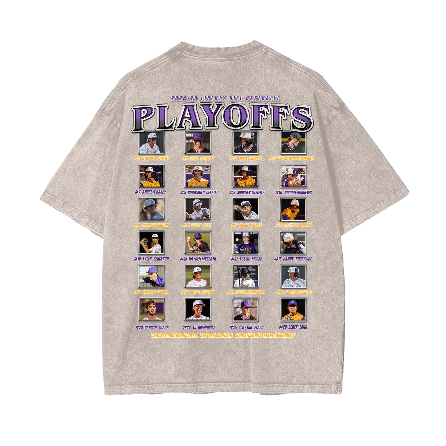 Liberty Hill Baseball Playoffs 2024-25 Vintage Graphic Tee (Double Print)