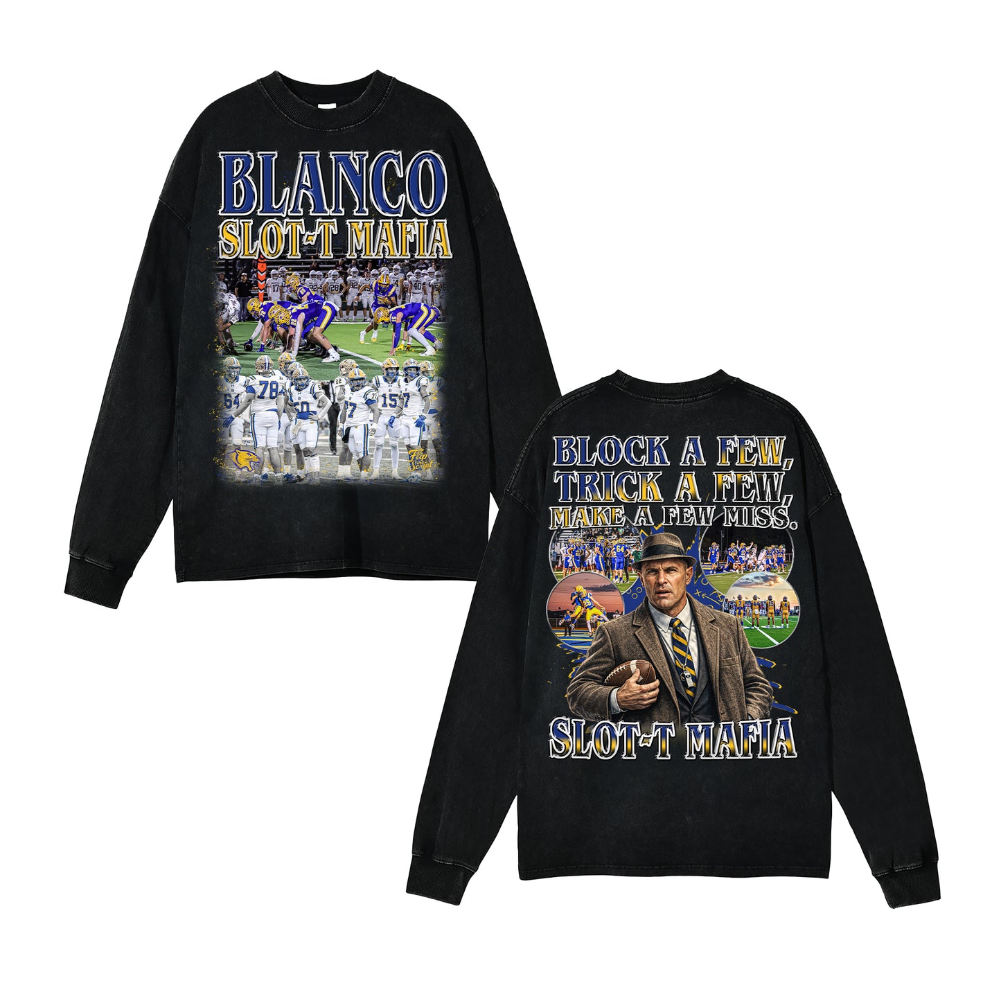Blanco Slot-T Mafia Vintage Oversize Long Sleeve T-Shirt
