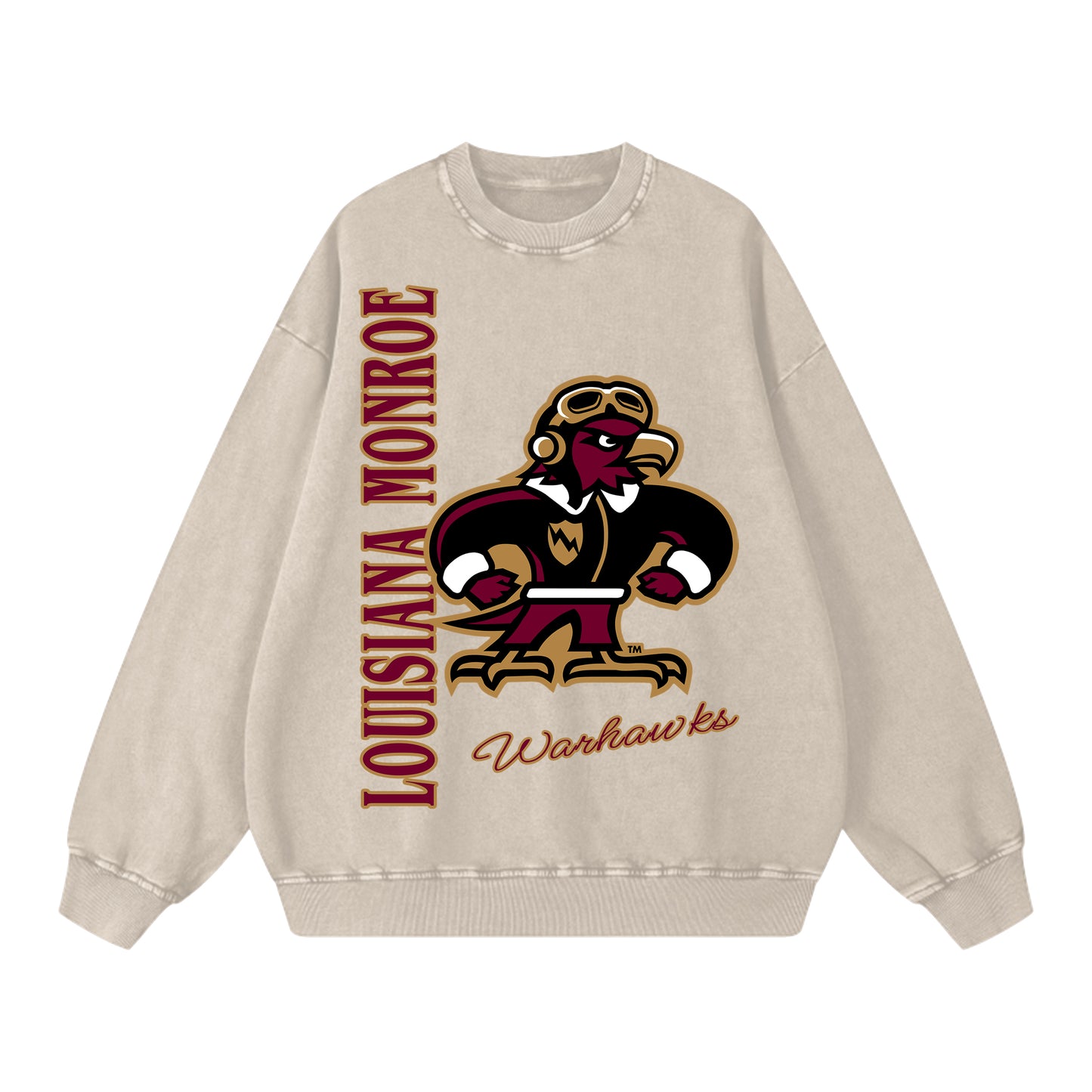 Vintage Oversized Louisiana Monroe Crewneck Sweatshirt