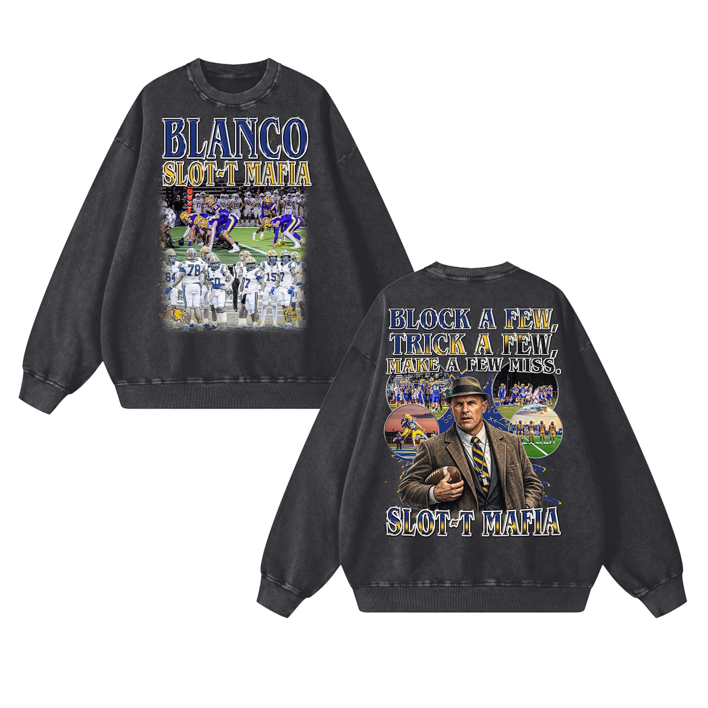 Blanco Slot-T Mafia Vintage Oversized Crewneck Sweatshirt