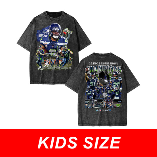 KIDS 2025-26 Seahawks Super Bowl Champs Vintage Graphic Tee