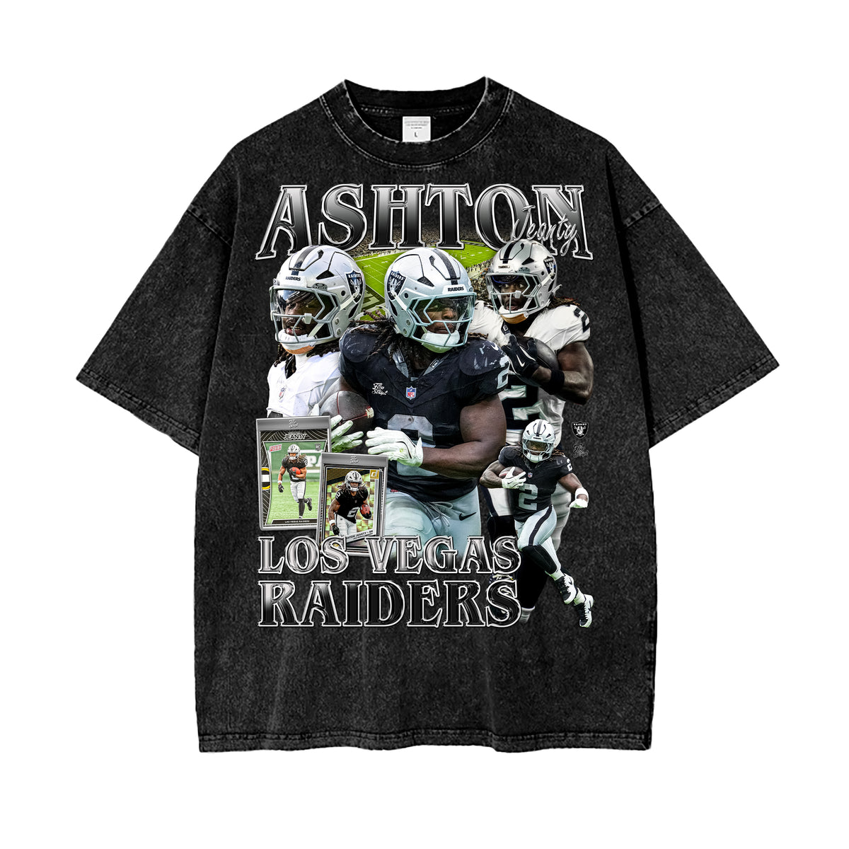 Raiders Ashton Jeanty Vintage Graphic Tee — black