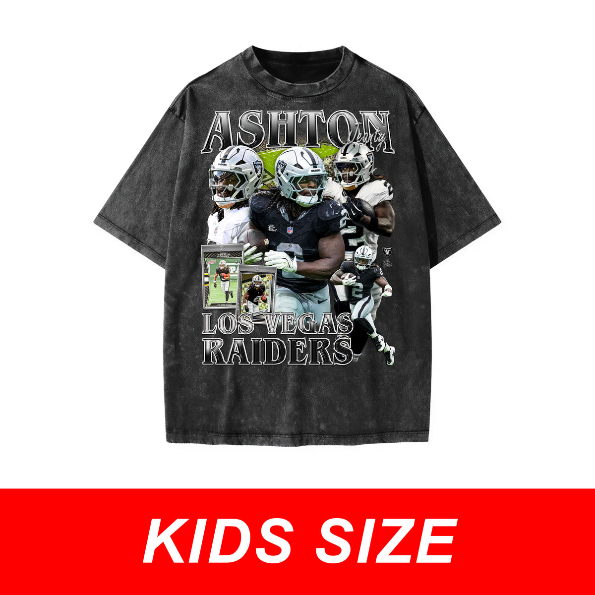 KIDS Raiders Ashton Jeanty Vintage Graphic Tee — black