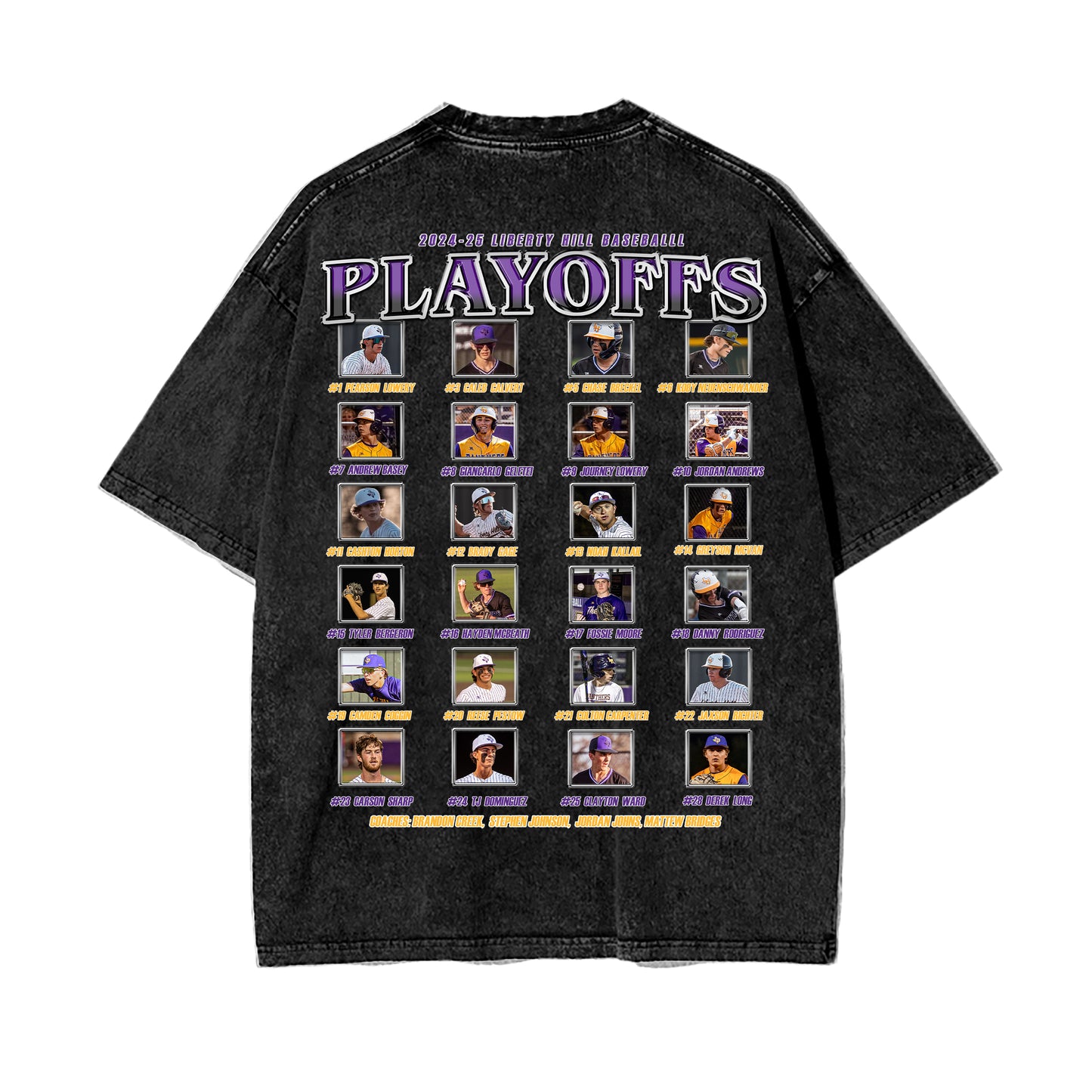 Liberty Hill Baseball Playoffs 2024-25 Vintage Graphic Tee (Double Print)