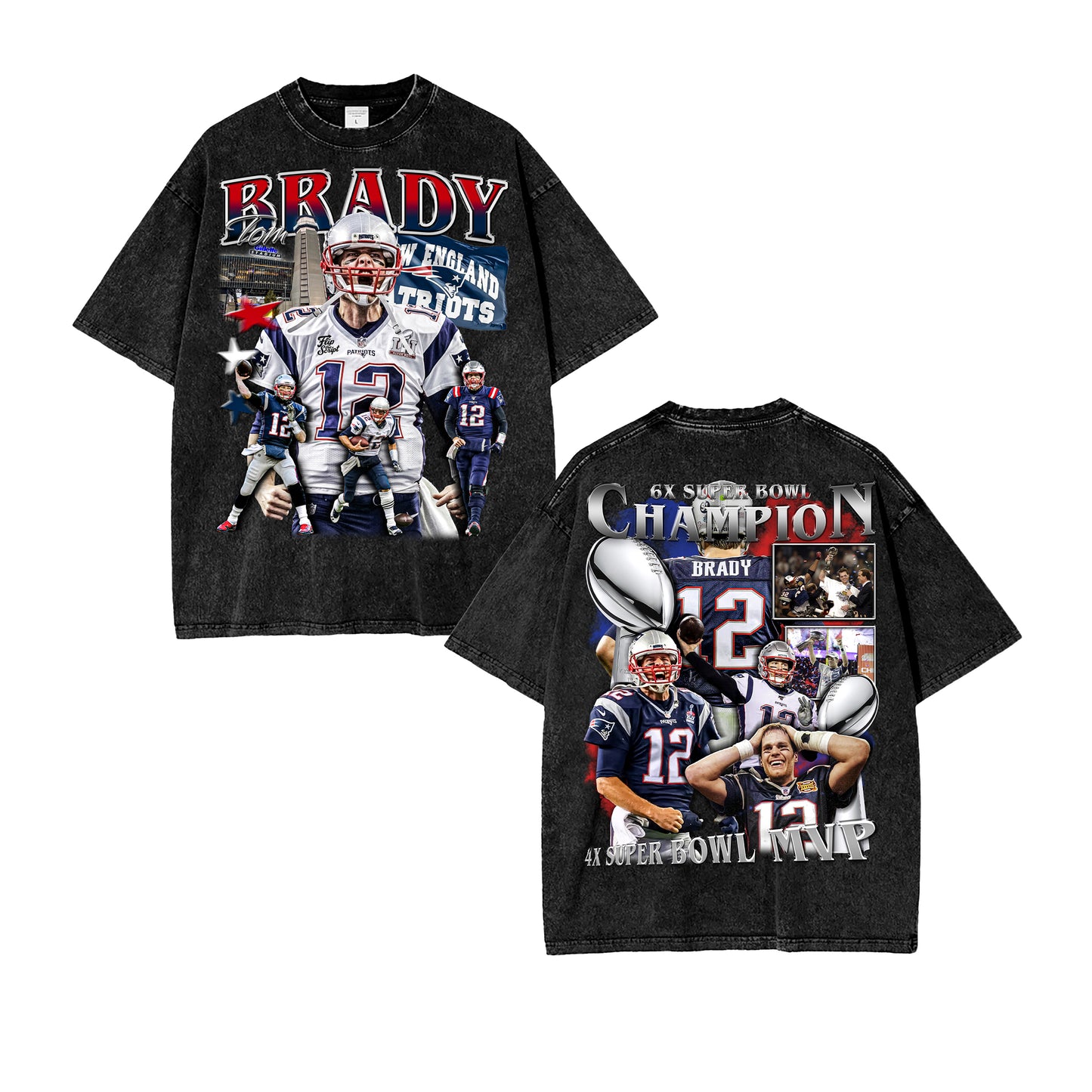 Tom Brady Patriots Vintage Graphic Tee (DOUBLE PRINT)