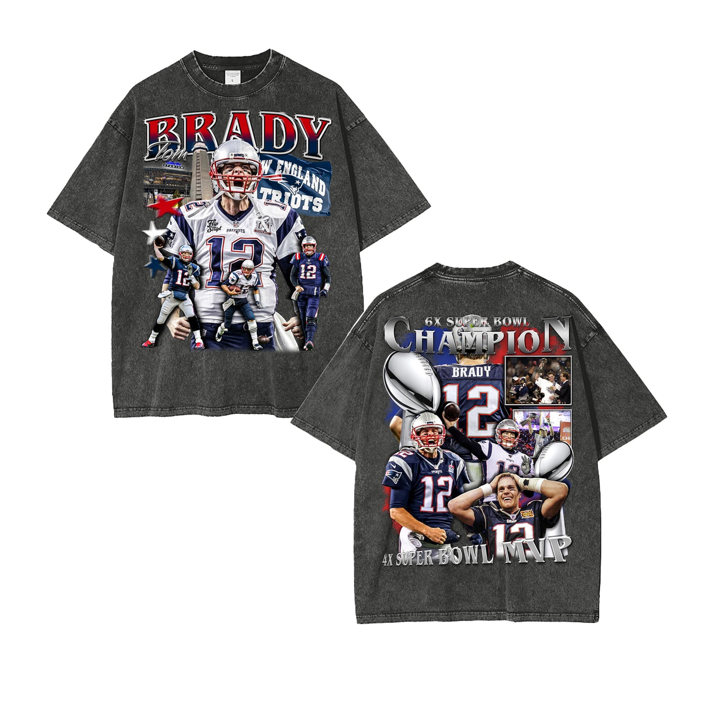 Tom Brady Patriots Vintage Graphic Tee (DOUBLE PRINT)