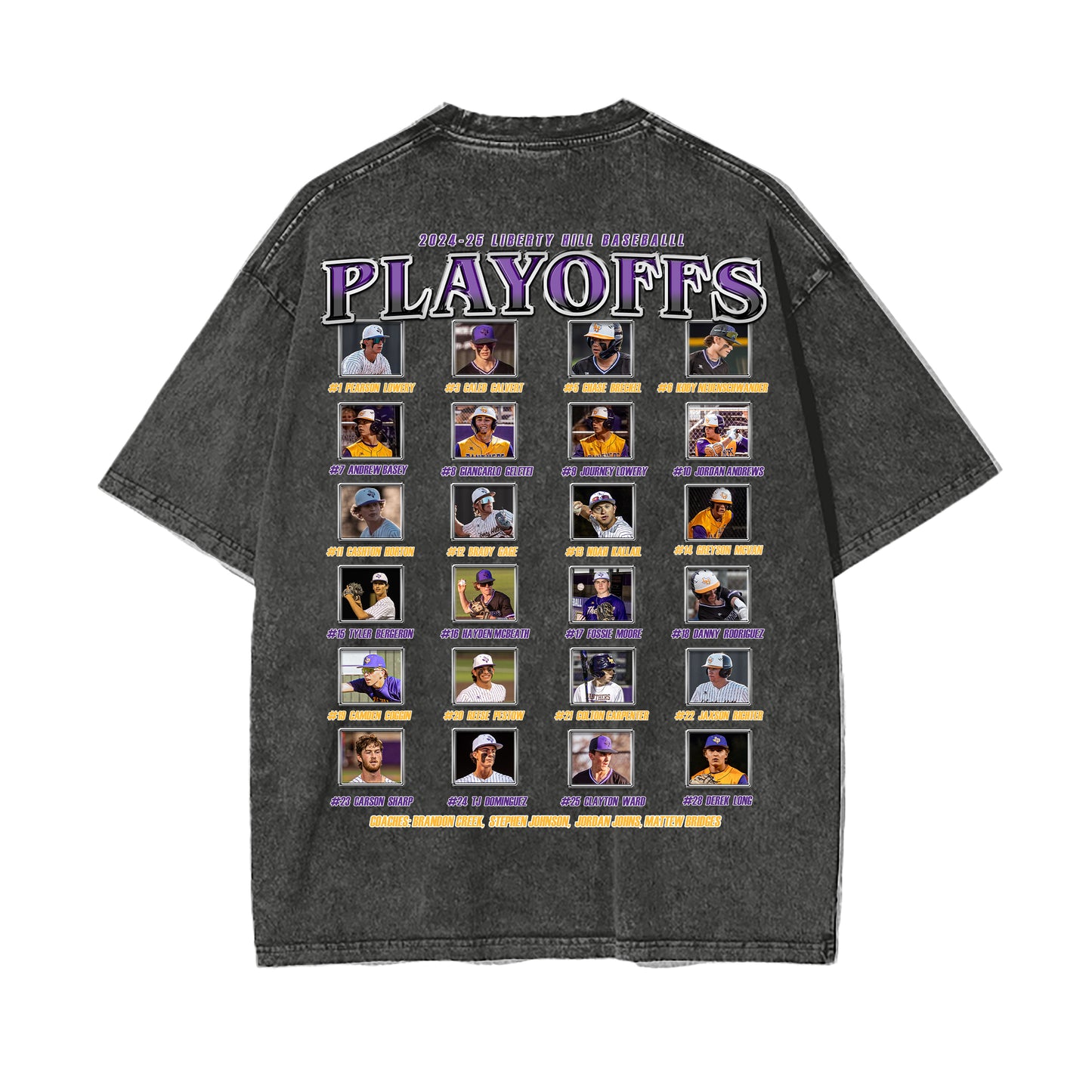 Liberty Hill Baseball Playoffs 2024-25 Vintage Graphic Tee (Double Print)