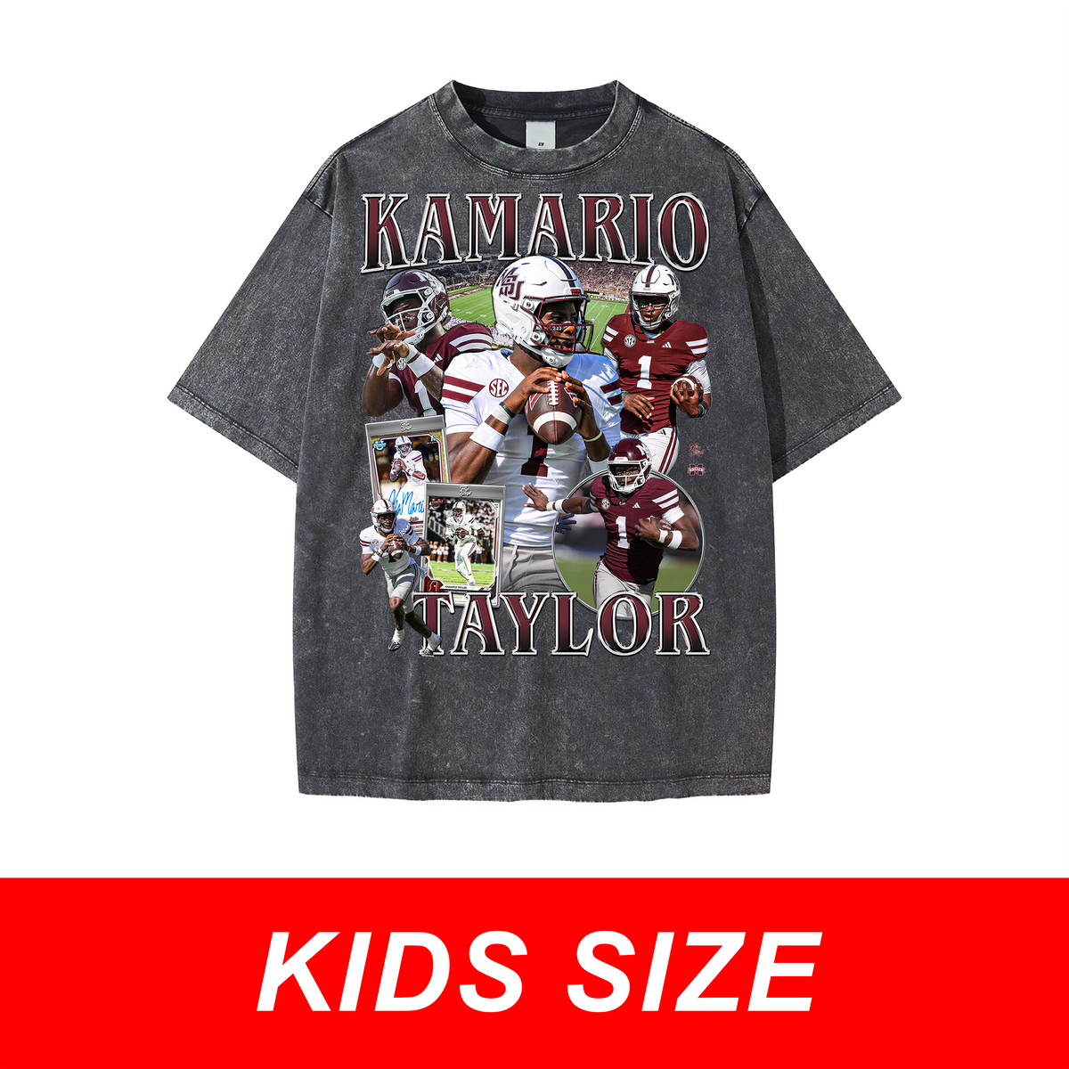 KIDS Kamario Taylor Vintage Graphic Tee in Dark Gray