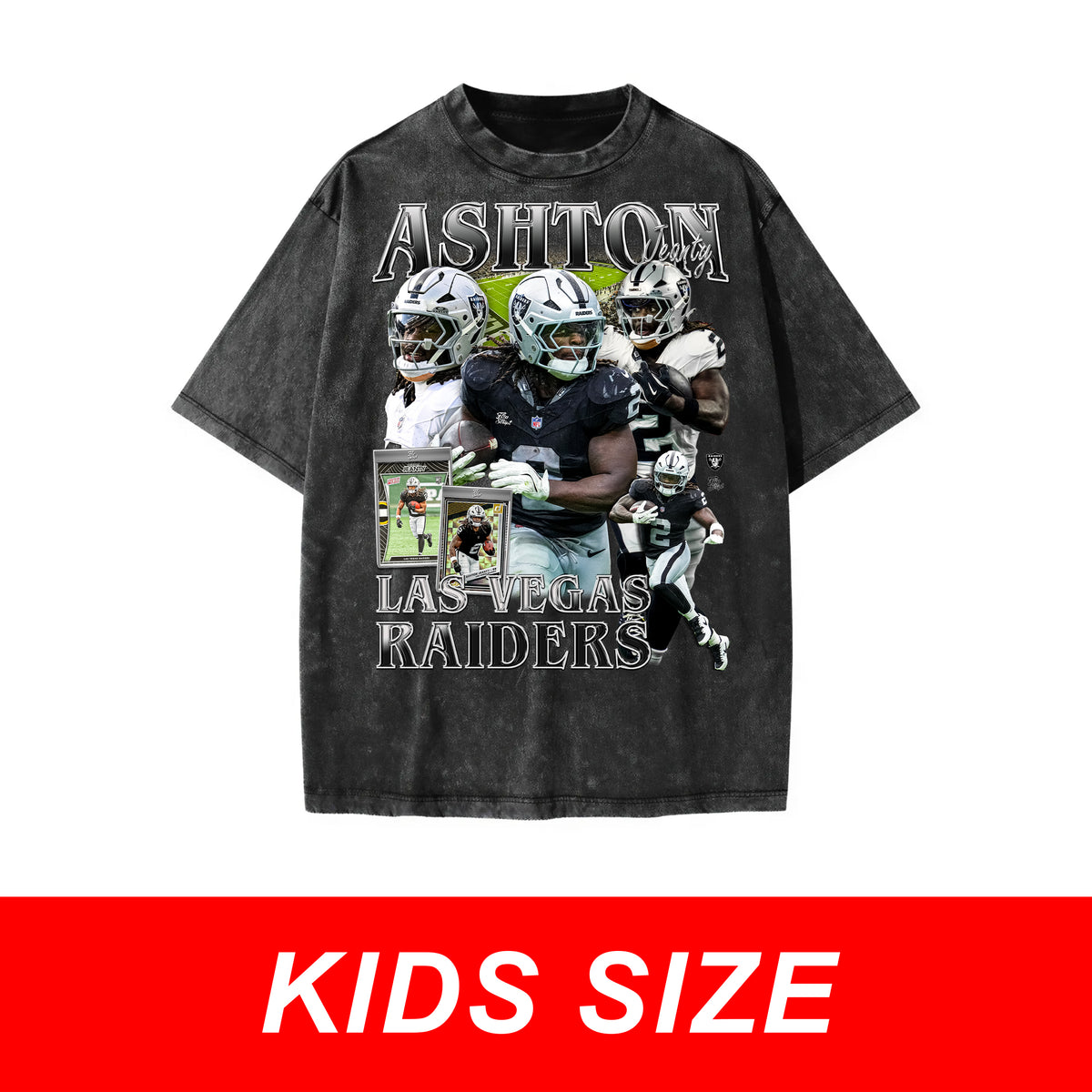 KIDS Raiders Ashton Jeanty Vintage Graphic Tee in Black