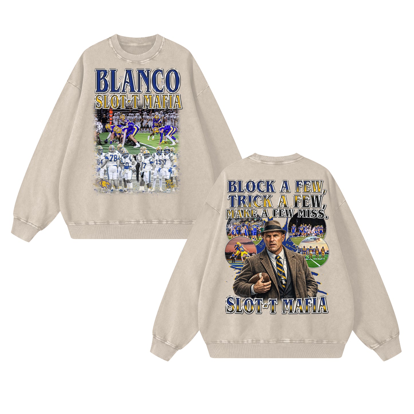 Blanco Slot-T Mafia Vintage Oversized Crewneck Sweatshirt