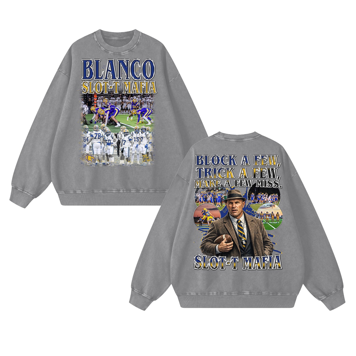 Blanco Slot-T Mafia Vintage Oversized Crewneck Sweatshirt