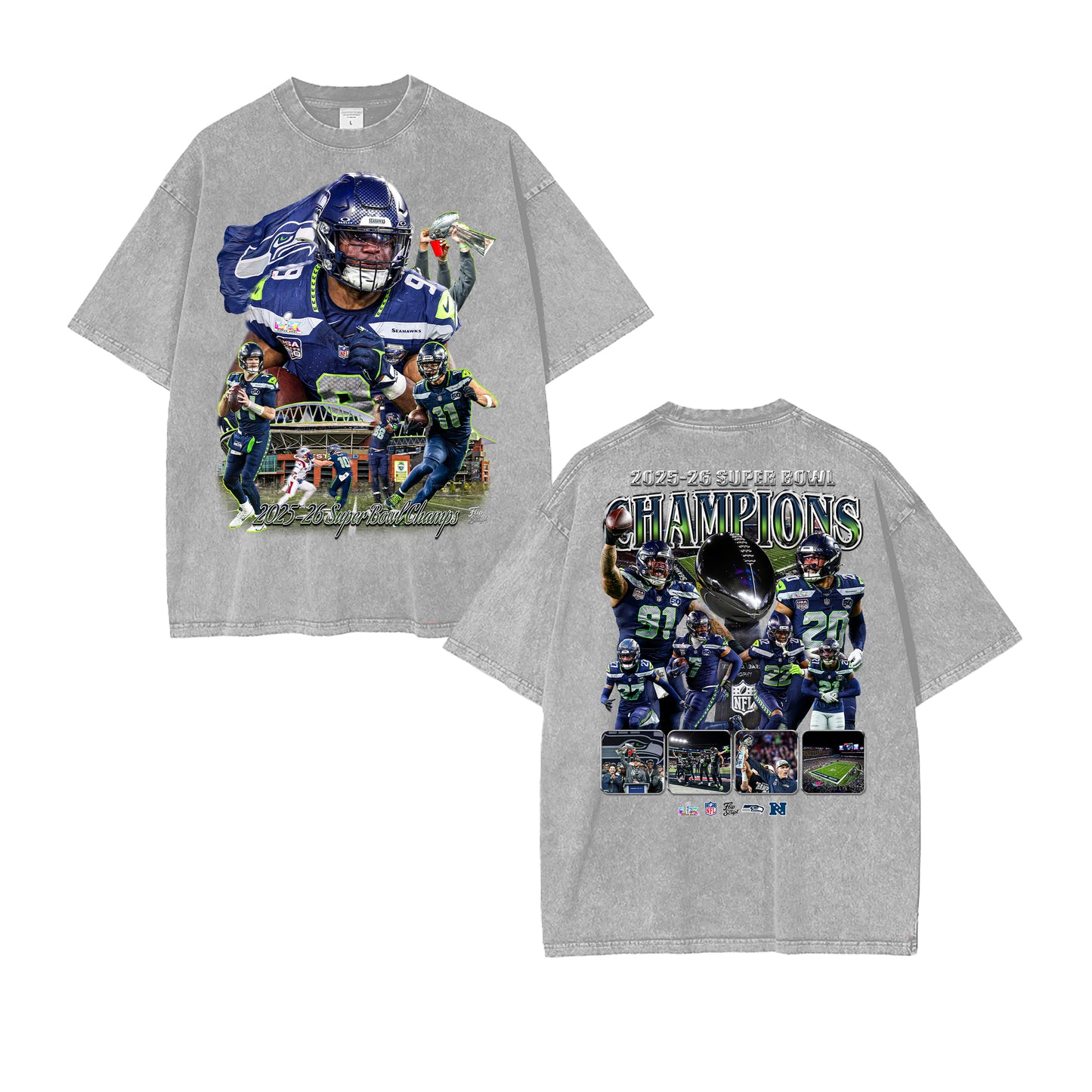 2025-26 Seahawks Super Bowl Champs Vintage Graphic Tee