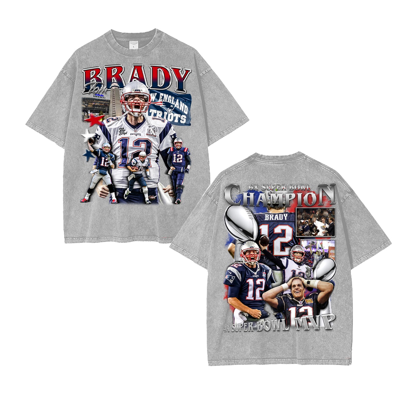 Tom Brady Patriots Vintage Graphic Tee (DOUBLE PRINT)